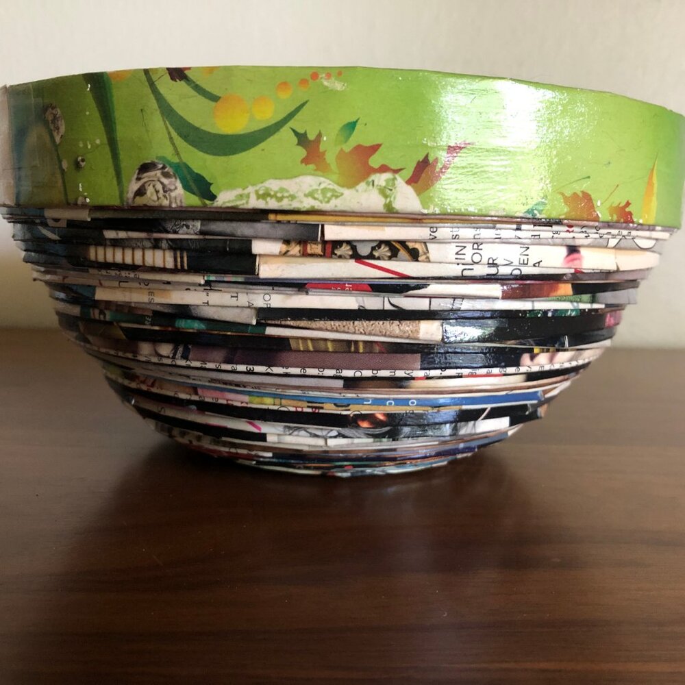 Handmade Upcycled Coiled Decorative Magazine Bowl